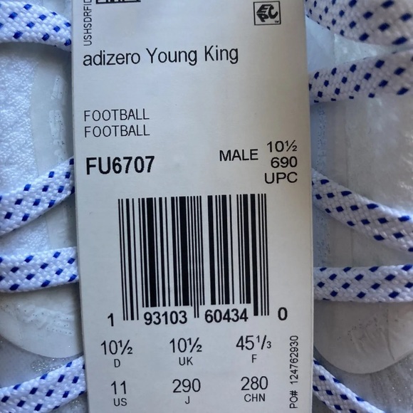 Adidas Adizero Reign Young King Football Cleats Floral Blue White MEN size 13 - Picture 5 of 6